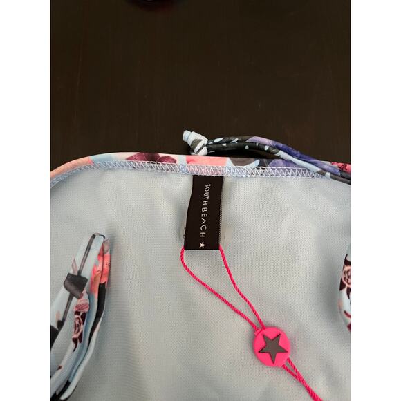 NWT South Beach * Bikini Light Blue Floral Top & Bottom Tie Sz6 - Picture 5 of 14